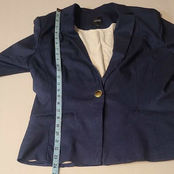 XOXO Juniors Classic Stylish Women's Navy Blazer NWT Padded Shoulders XL Lined - Picture 9 of 12